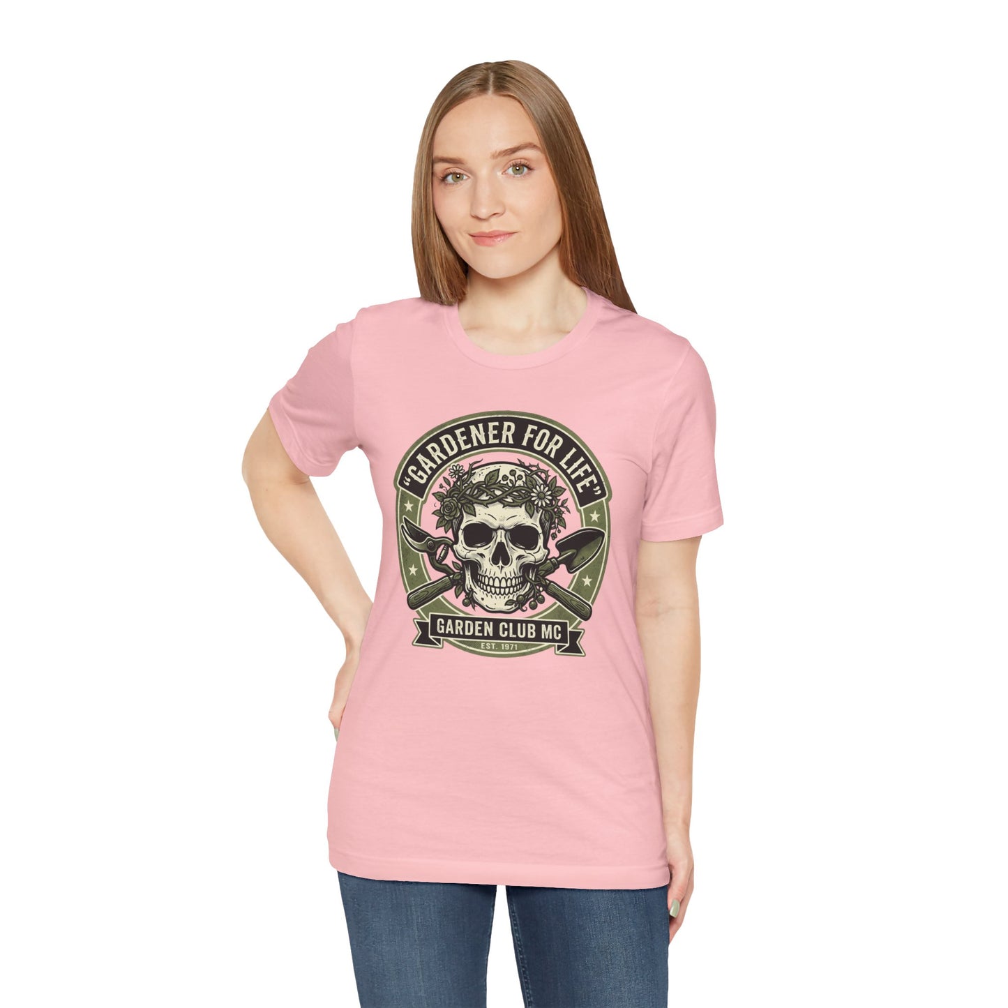 Badass Gardener T-Shirt, Skull Crossed Shovels, Garden Club MC Tee, Gothic Plant Lover Gift, Funny Gardening Shirt for Men Women