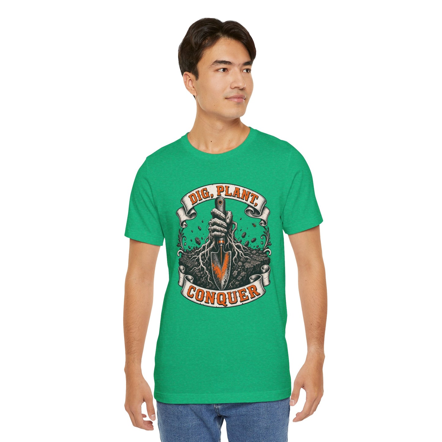 Dig, Plant Conquer, Funny Garden Tshirt Gift for Men Women Gardener