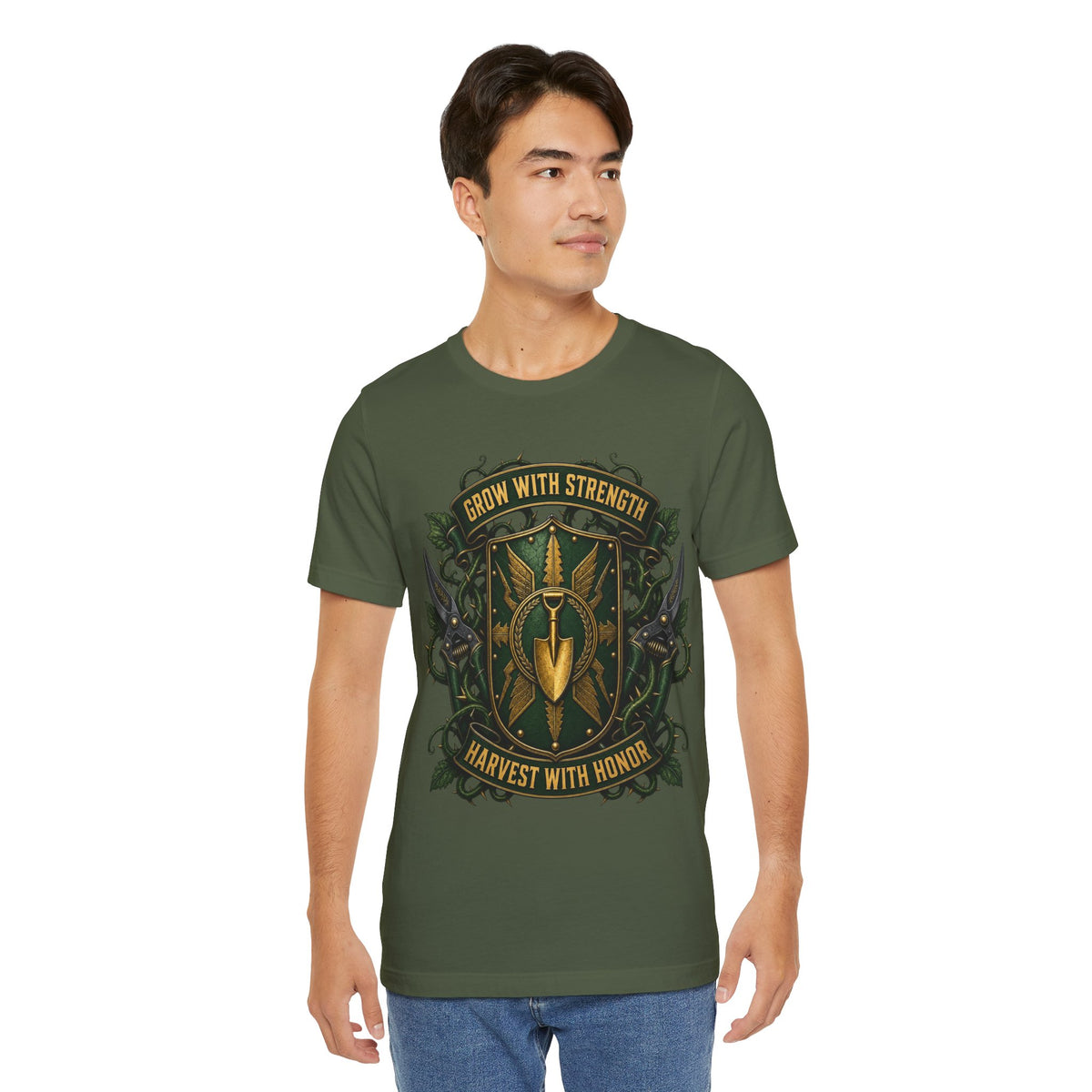 Grow With Strength, Harvest With Honor, Funny Garden Tshirt Gift for Men Women Gardener