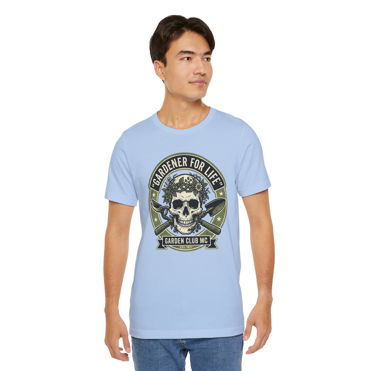 Badass Gardener T-Shirt, Skull Crossed Shovels, Garden Club MC Tee, Gothic Plant Lover Gift, Funny Gardening Shirt for Men Women
