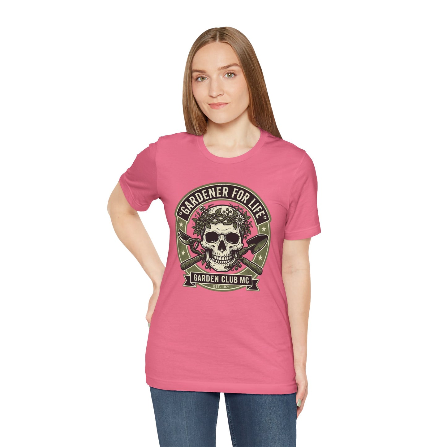 Badass Gardener T-Shirt, Skull Crossed Shovels, Garden Club MC Tee, Gothic Plant Lover Gift, Funny Gardening Shirt for Men Women