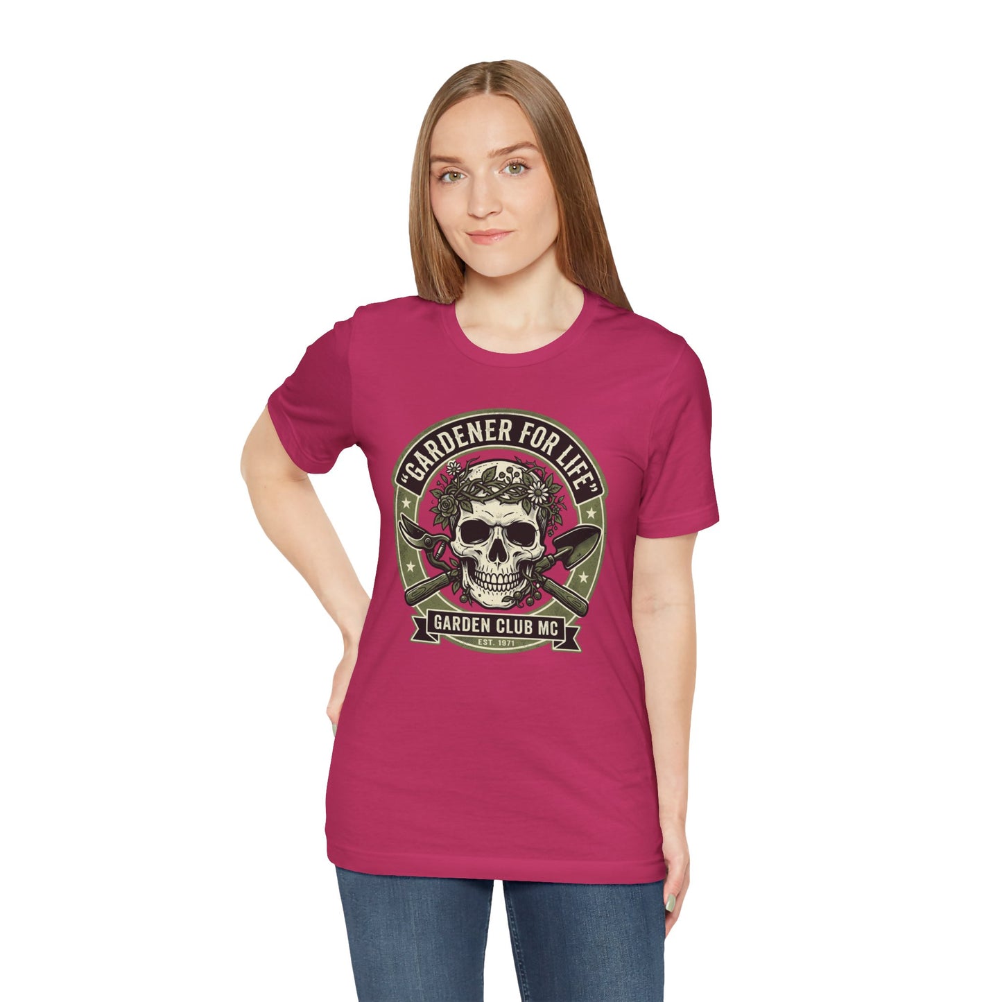 Badass Gardener T-Shirt, Skull Crossed Shovels, Garden Club MC Tee, Gothic Plant Lover Gift, Funny Gardening Shirt for Men Women