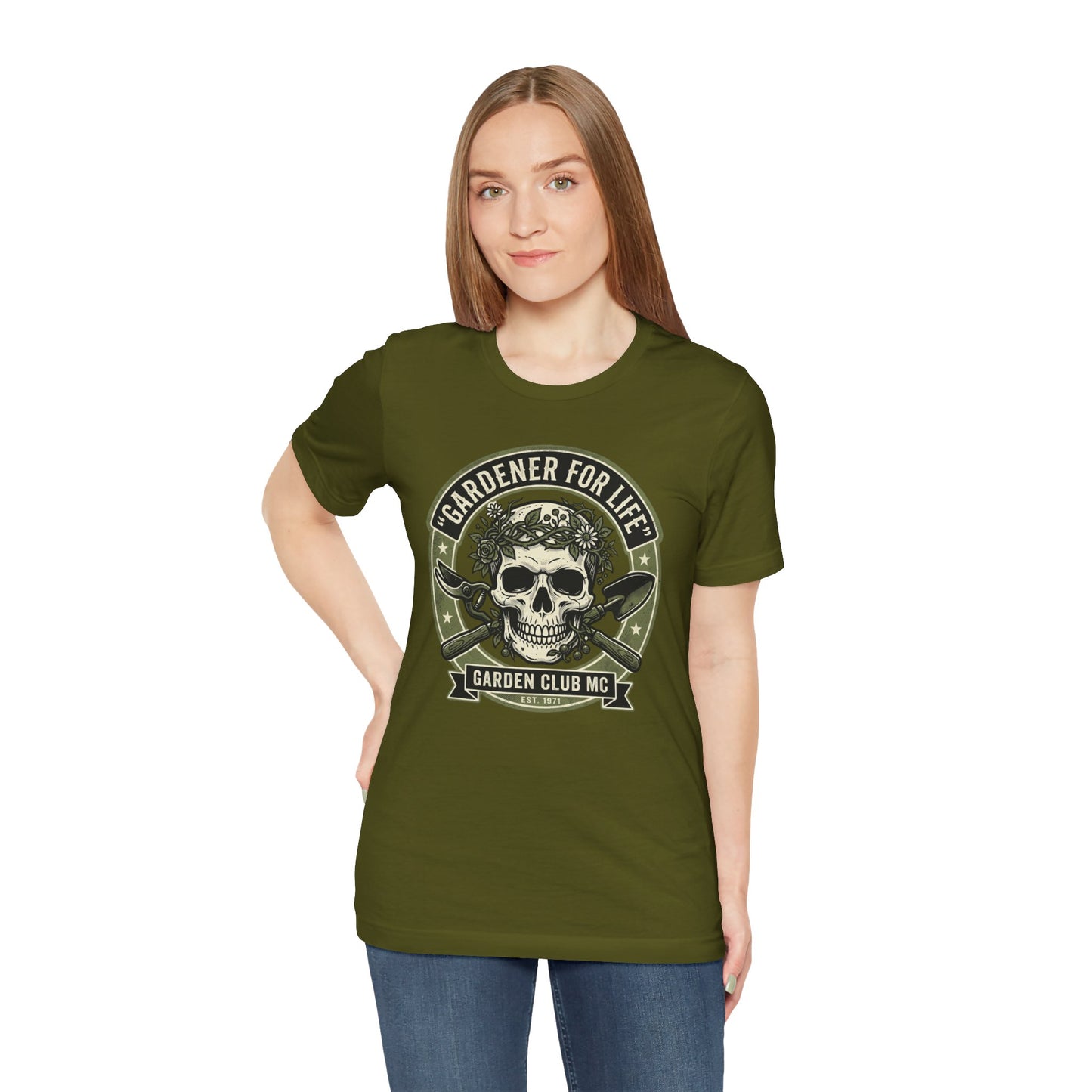 Badass Gardener T-Shirt, Skull Crossed Shovels, Garden Club MC Tee, Gothic Plant Lover Gift, Funny Gardening Shirt for Men Women