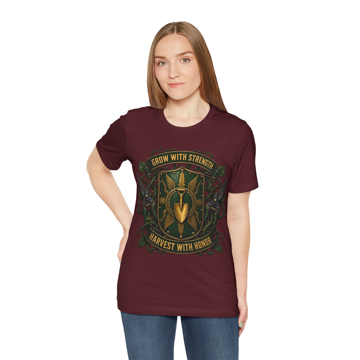 Grow With Strength, Harvest With Honor, Funny Garden Tshirt Gift for Men Women Gardener