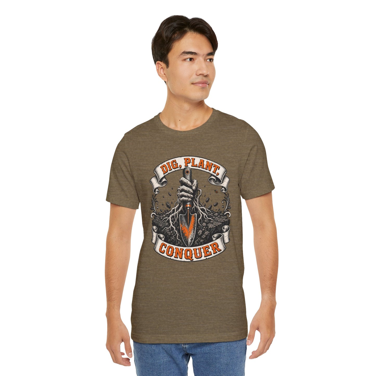 Dig, Plant Conquer, Funny Garden Tshirt Gift for Men Women Gardener