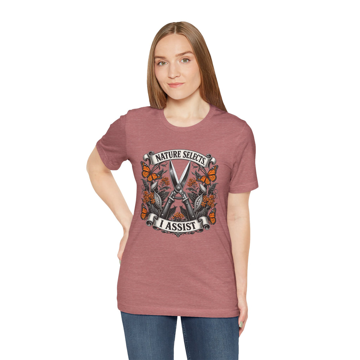 Nature Selects. I Assist. Badass Gardener T-Shirt, Darwinian Gardening Gift,  Plant Lover Tee