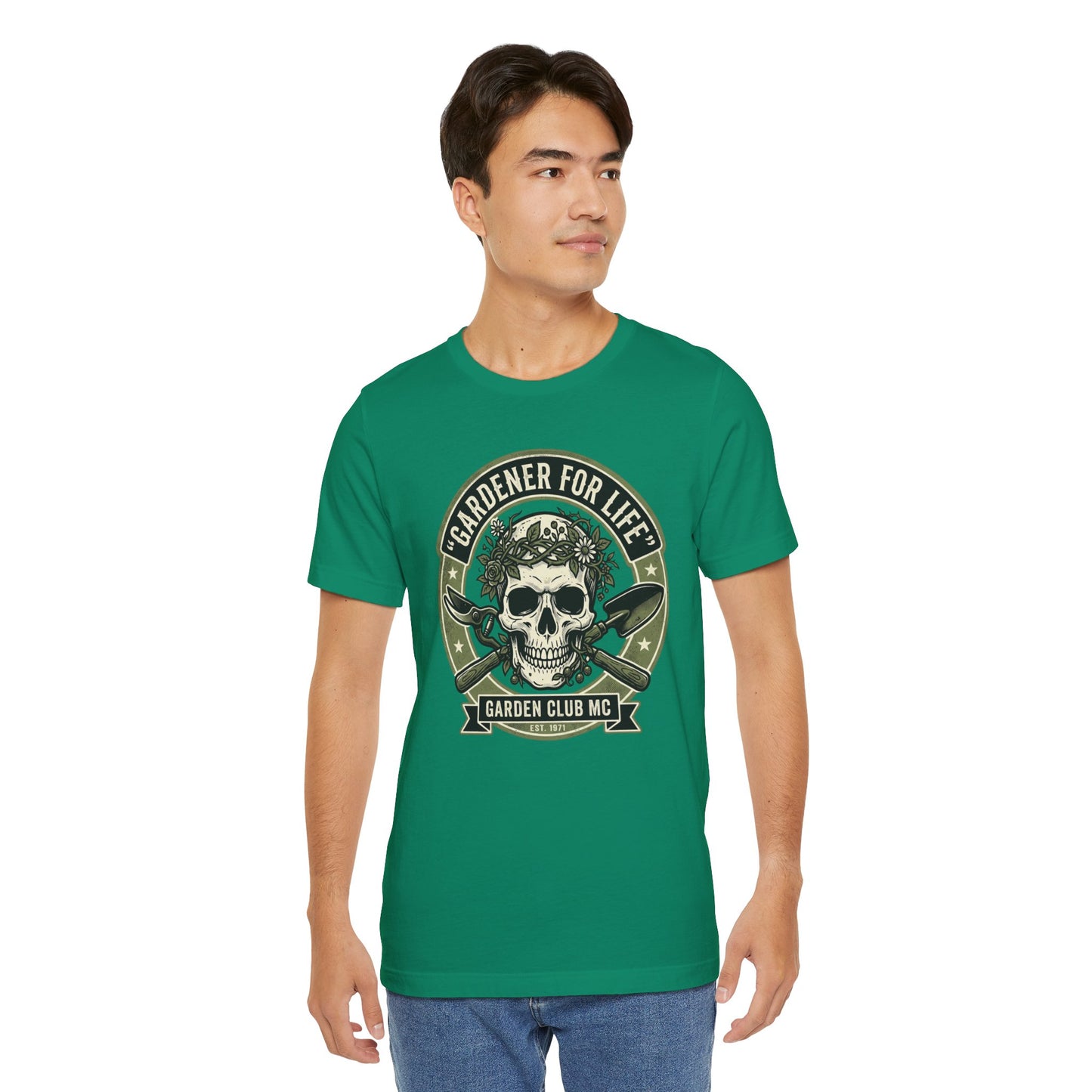 Badass Gardener T-Shirt, Skull Crossed Shovels, Garden Club MC Tee, Gothic Plant Lover Gift, Funny Gardening Shirt for Men Women