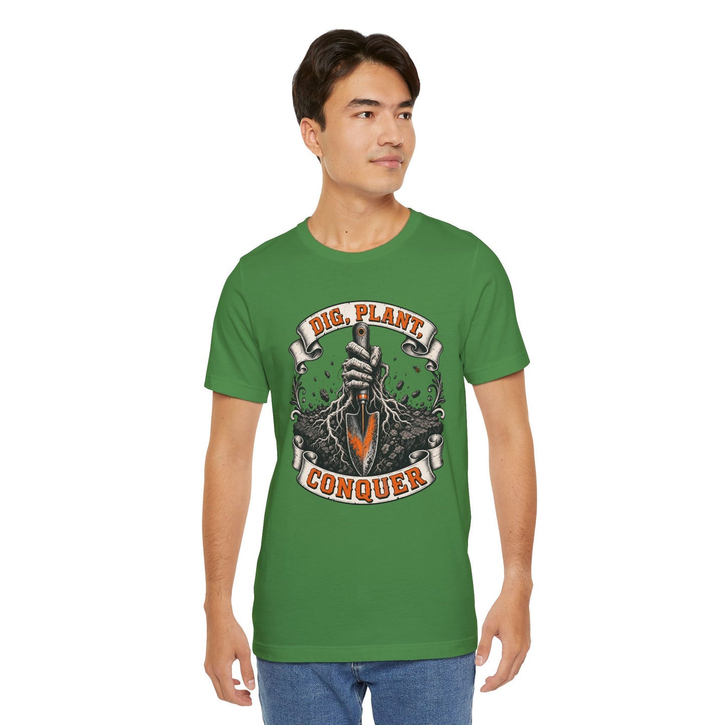 Dig, Plant Conquer, Funny Garden Tshirt Gift for Men Women Gardener