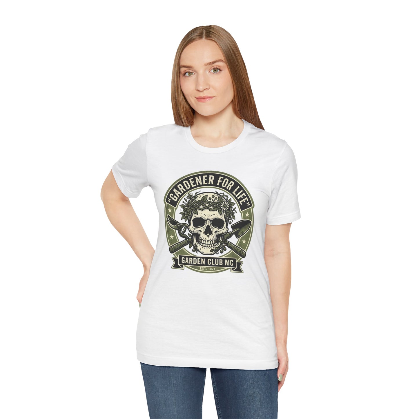 Badass Gardener T-Shirt, Skull Crossed Shovels, Garden Club MC Tee, Gothic Plant Lover Gift, Funny Gardening Shirt for Men Women