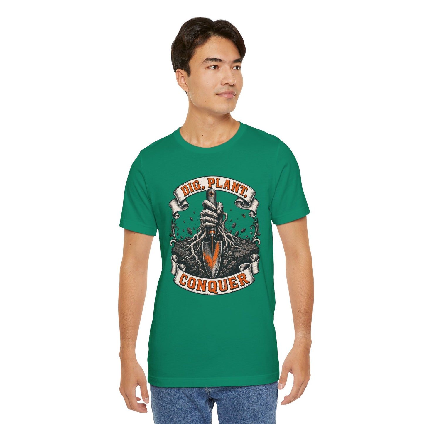 Dig, Plant Conquer, Funny Garden Tshirt Gift for Men Women Gardener
