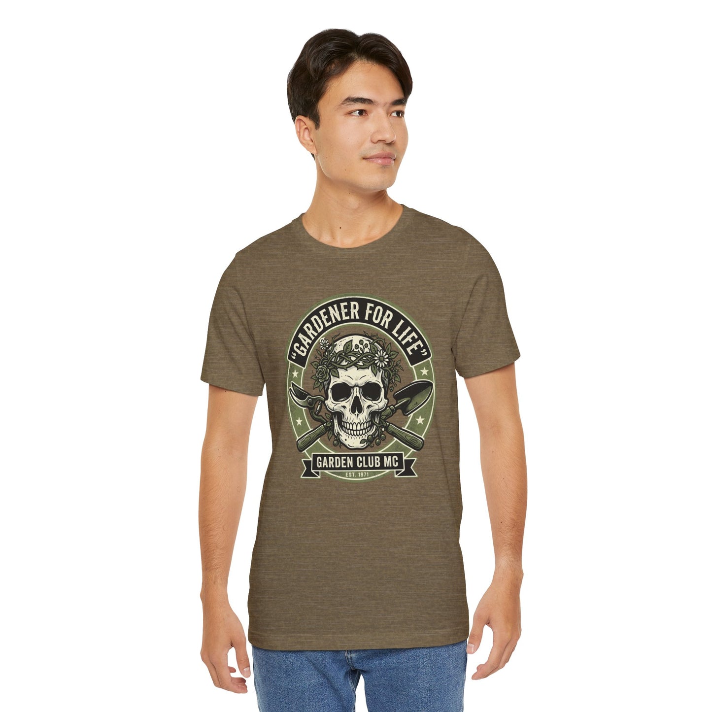 Badass Gardener T-Shirt, Skull Crossed Shovels, Garden Club MC Tee, Gothic Plant Lover Gift, Funny Gardening Shirt for Men Women