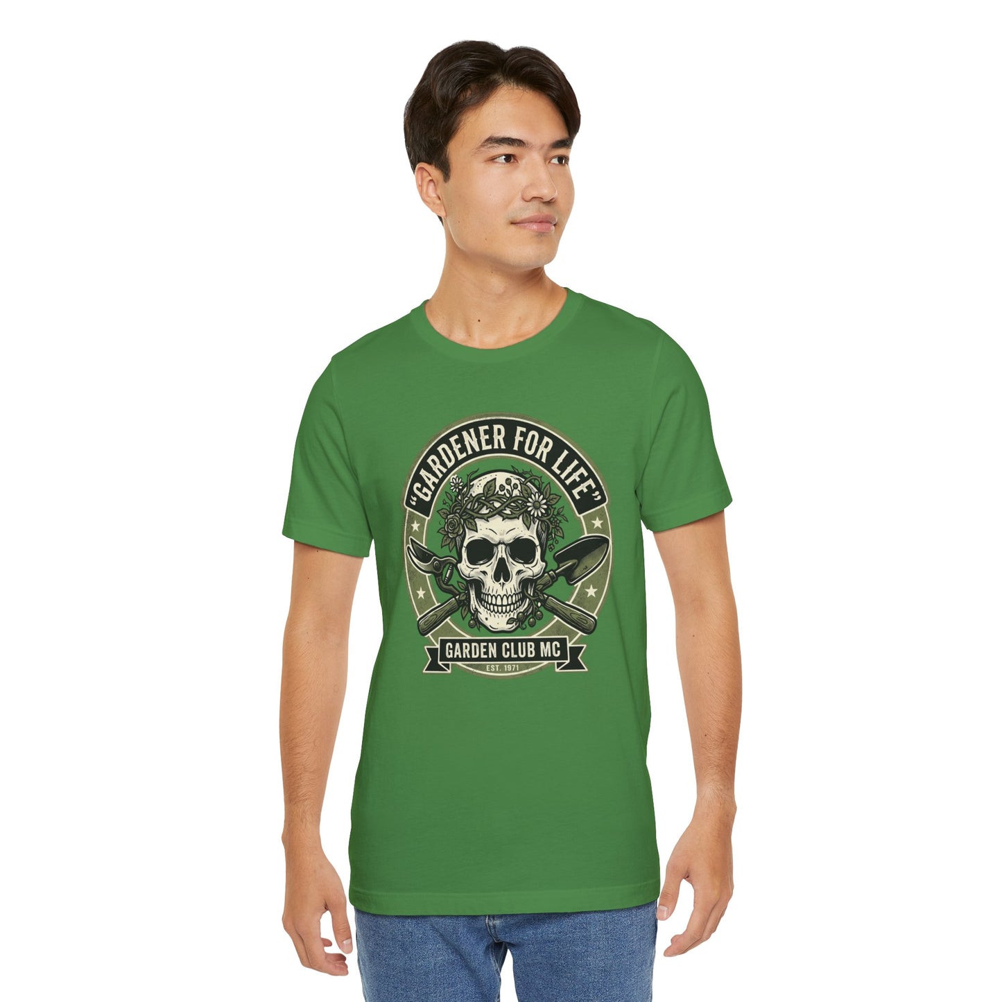 Badass Gardener T-Shirt, Skull Crossed Shovels, Garden Club MC Tee, Gothic Plant Lover Gift, Funny Gardening Shirt for Men Women