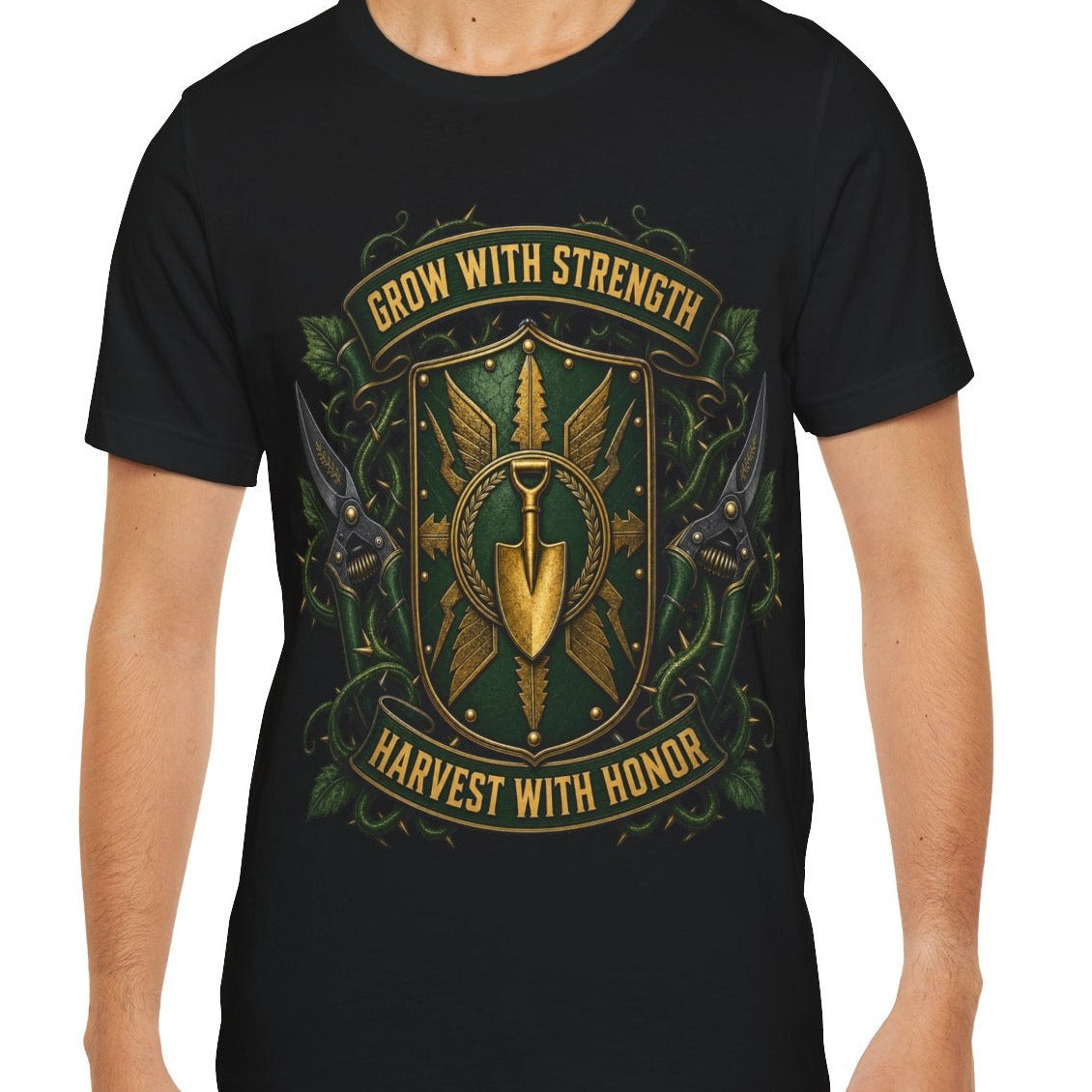 Grow With Strength, Harvest With Honor, Funny Garden Tshirt Gift for Men Women Gardener