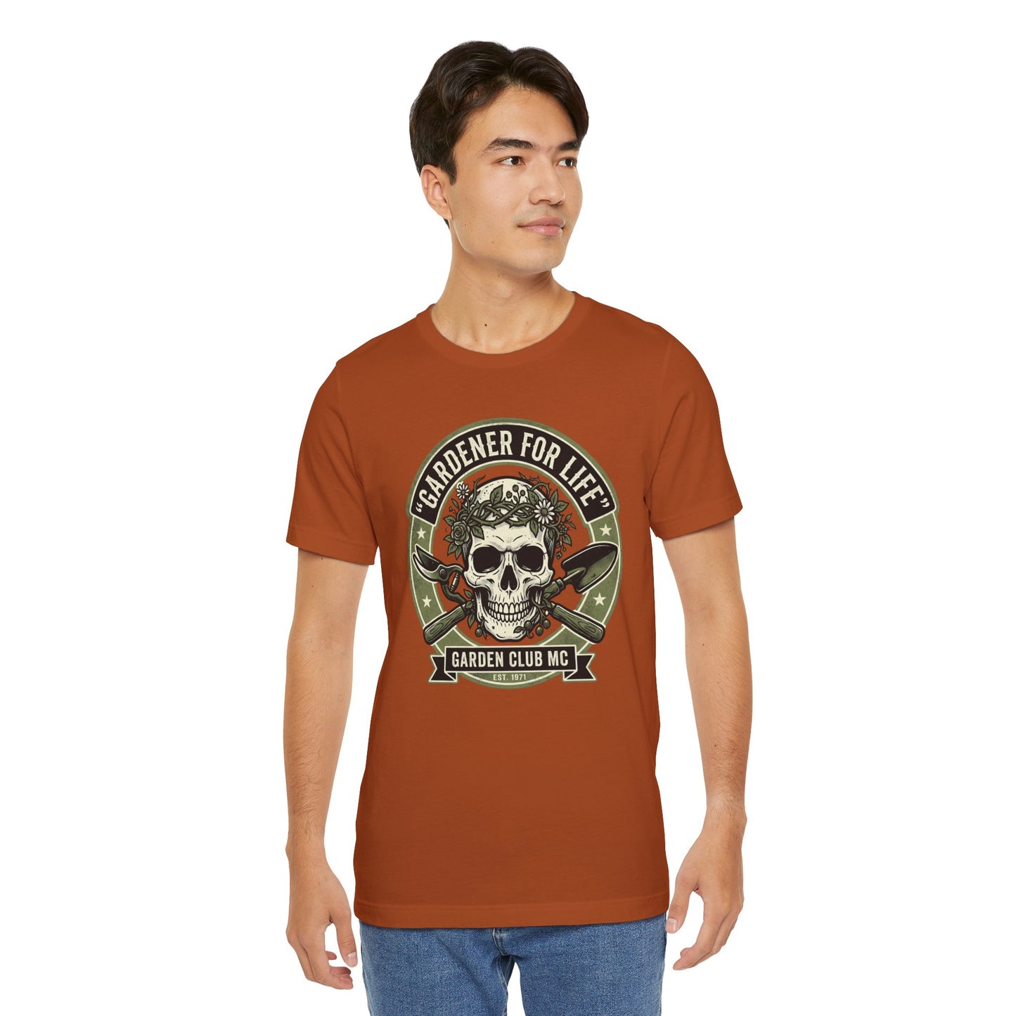 Badass Gardener T-Shirt, Skull Crossed Shovels, Garden Club MC Tee, Gothic Plant Lover Gift, Funny Gardening Shirt for Men Women