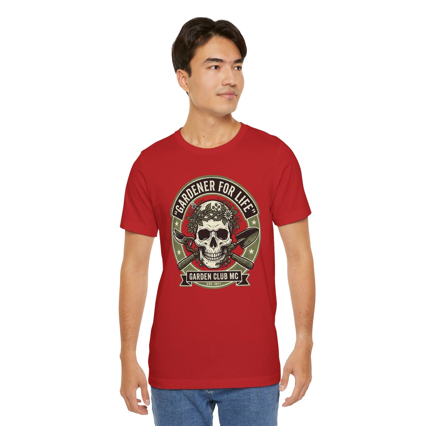 Badass Gardener T-Shirt, Skull Crossed Shovels, Garden Club MC Tee, Gothic Plant Lover Gift, Funny Gardening Shirt for Men Women