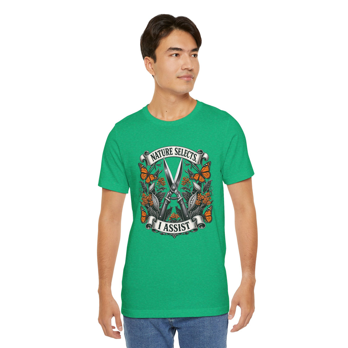 Nature Selects. I Assist. Badass Gardener T-Shirt, Darwinian Gardening Gift,  Plant Lover Tee